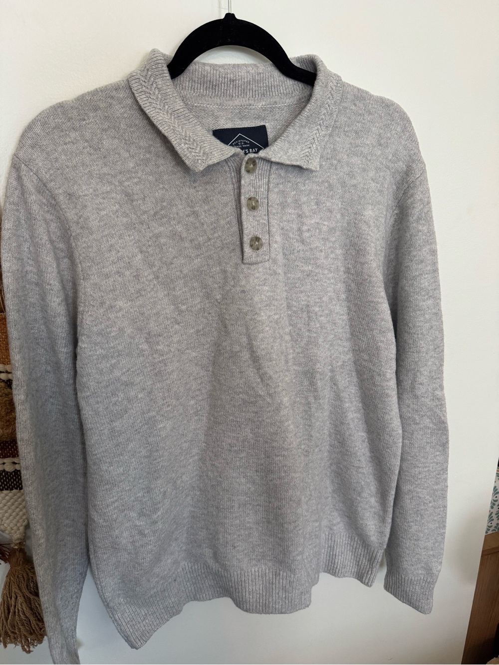 St. John's Bay Heather Grey Knit Polo Sweater - Men's M - Picture 2 of 5